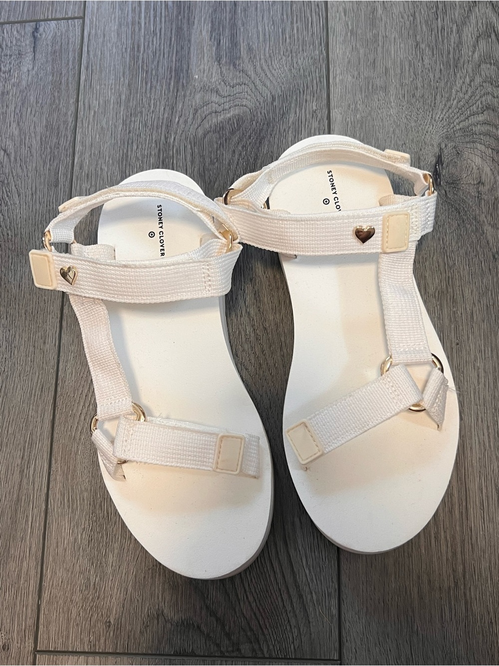 Stoney Clover Lane Cream/Off-White Sport Sandals with Heart Accent
